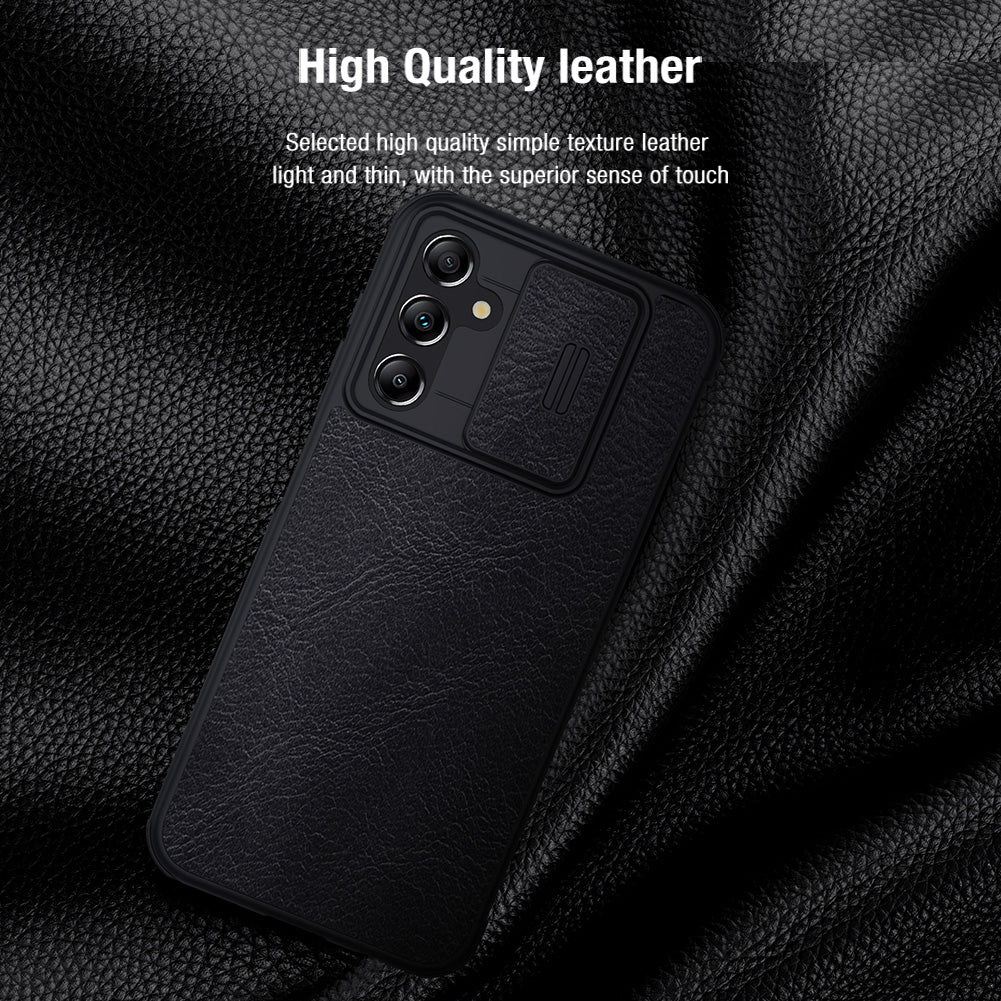 NILLKIN Qin Pro Series for Samsung Galaxy A24 4G PU Leather Card Slot Phone Case with Slide Camera Cover NILLKIN Qin Pro Series for Samsung Galaxy A24 4G PU Leather Card Slot Phone Case with Slide Camera Cover
